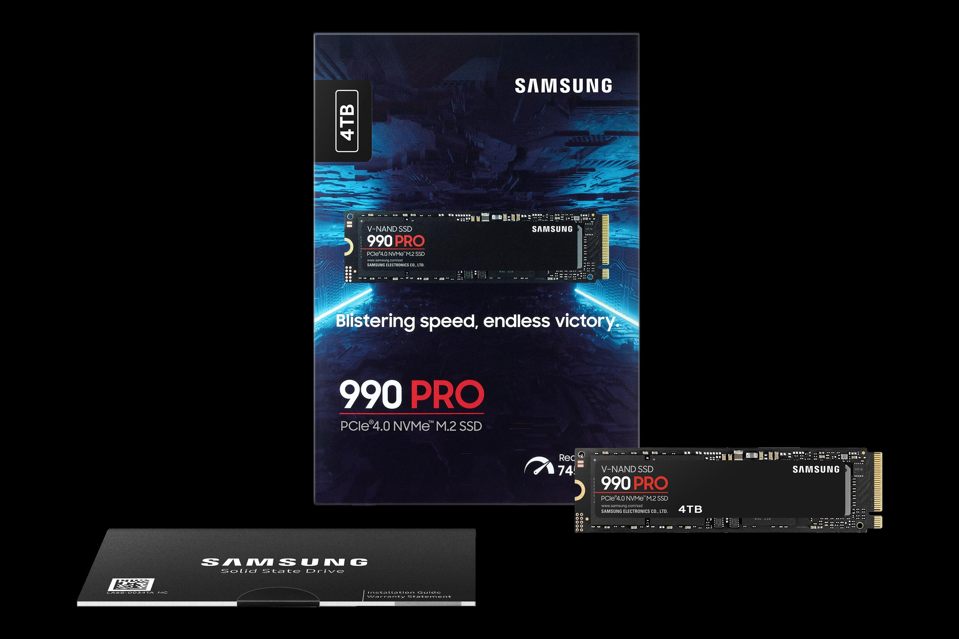 Купить Samsung 990 PRO MZ-V9P4T0BW - SSD - verschlüsselt - 4 TB - intern - M.2 2280 - PCIe 4.0 x4 (NVMe) - 256-Bit-AES - TCG Opal Encryption (MZ-V9P4T0BW) в магазине wardena.ru