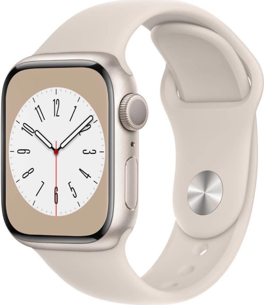 Купить Apple Watch Series 8 (GPS) - 41 mm - Starlight Aluminium - intelligente Uhr mit Sportband - Flouroelastomer - Starlight - Bandgröße: regelmäßig - 32GB - Wi-Fi, Bluetooth - 32 g (MNP63FD/A) в магазине wardena.ru