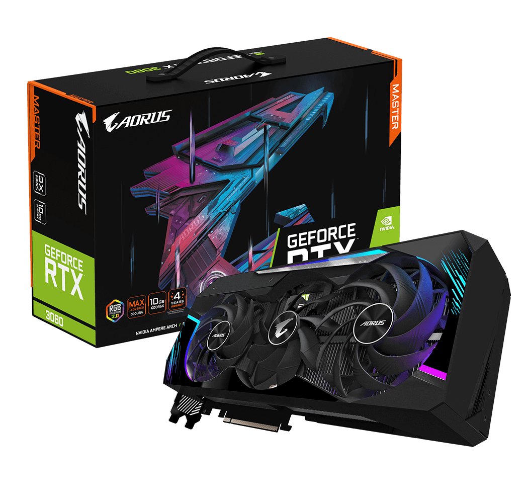Купить Gigabyte AORUS GeForce RTX 3080 MASTER 10G - Grafikkarten - GF RTX 3080 - 10 GB GDDR6X - PCIe 4.0 x16 - 3 x DisplayPort, 3 x HDMI (GV-N3080AORUS M-10GD) в магазине wardena.ru