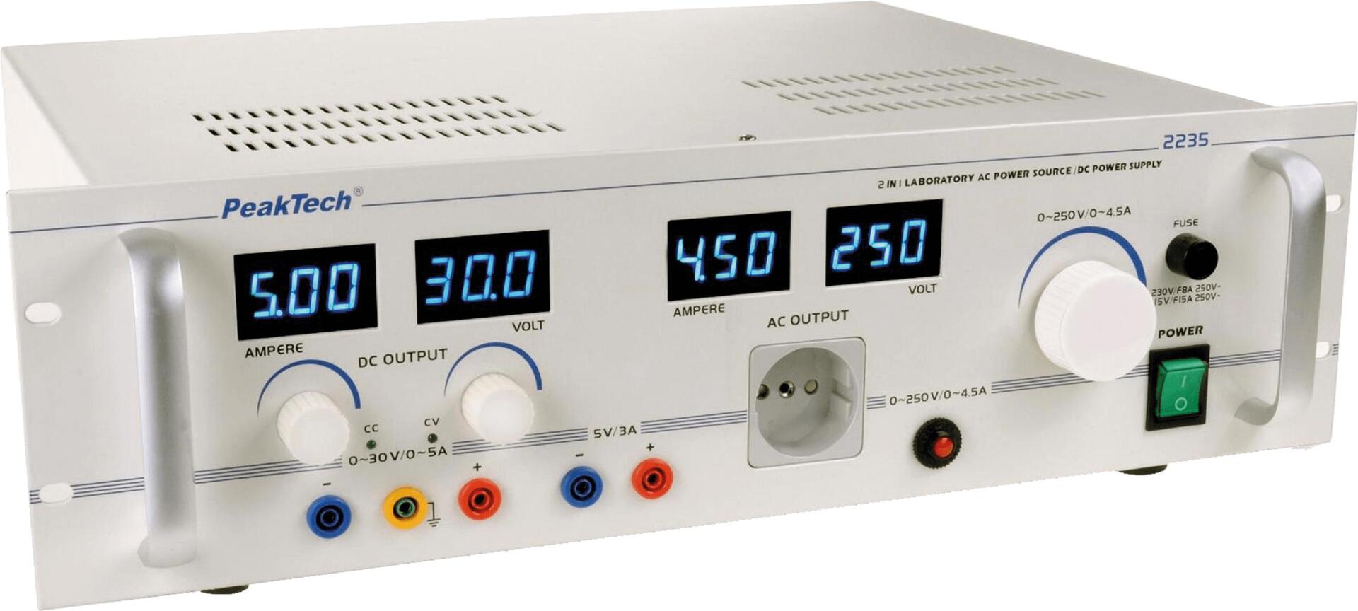 Купить PeakTech AC-Netzteil und DC-Stromversorgung 3 Kan. ...30 VDC VDC 5 A / ...250 VAC VAC 4 (PeakTech 2235) (P 2235) в магазине wardena.ru