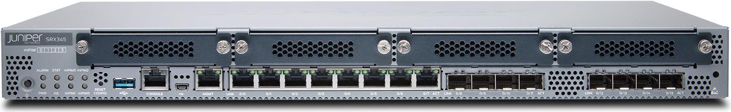 Купить Juniper SRX345 - IPv4 - IPv6 - BGP,CLNS,MPLS,OSPF,RIP-1,RIP-2 - IPSEC,SSL/TLS - 10,100,1000 Mbit/s - IEEE 802.1p - 4,9 kg (SRX345-SYS-JB) в магазине wardena.ru