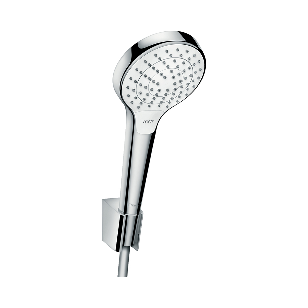 Купить Hansgrohe Croma Select S Душевой набор Vario с держателем и шлангом 125 см хром-белый матовый 26421400 в магазине wardena.ru