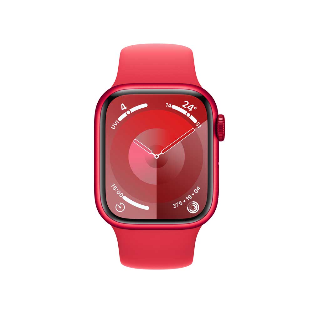 Купить APPLE Watch Series 9 GPS 41mm PRODUCT RED Aluminium Case with PRODUCT RED Sport Band - M/L (MRXH3QF/A) в магазине wardena.ru