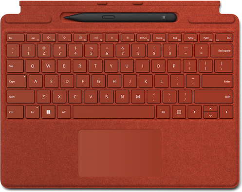 Купить Microsoft Surface Pro Signature Keyboard - Tastatur - mit Touchpad, Beschleunigungsmesser, Surface Slim Pen 2 Ablage- und Ladeschale - QWERTZ - Deutsch - Poppy Red - mit Slim Pen 2 - für Surface Pro 8, Pro X (8X8-00025) в магазине wardena.ru