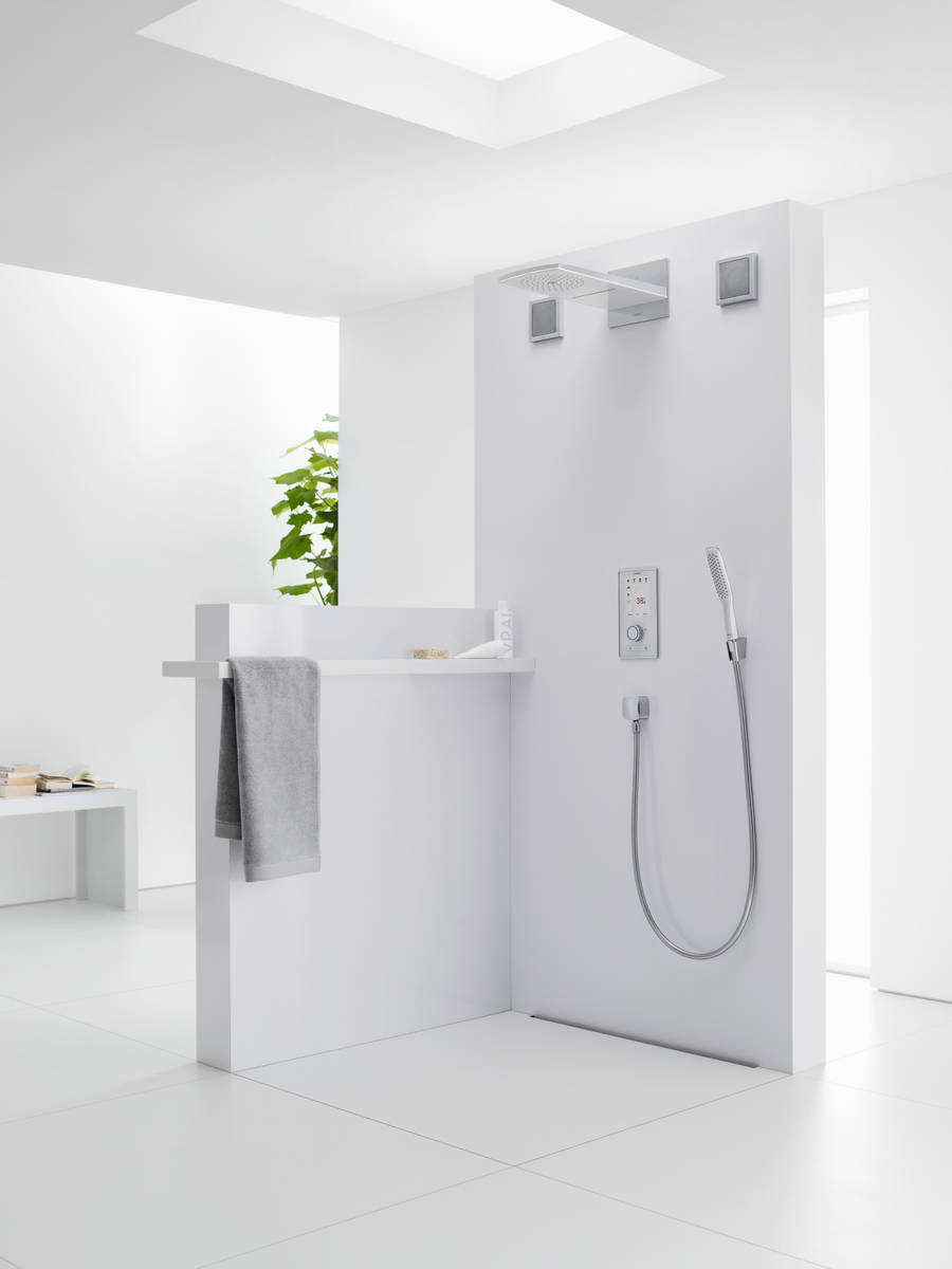 Купить Hansgrohe Raindance Rainfall Overhead Shower 2jet верхний душ хром-белый матовый 28433400 в магазине wardena.ru