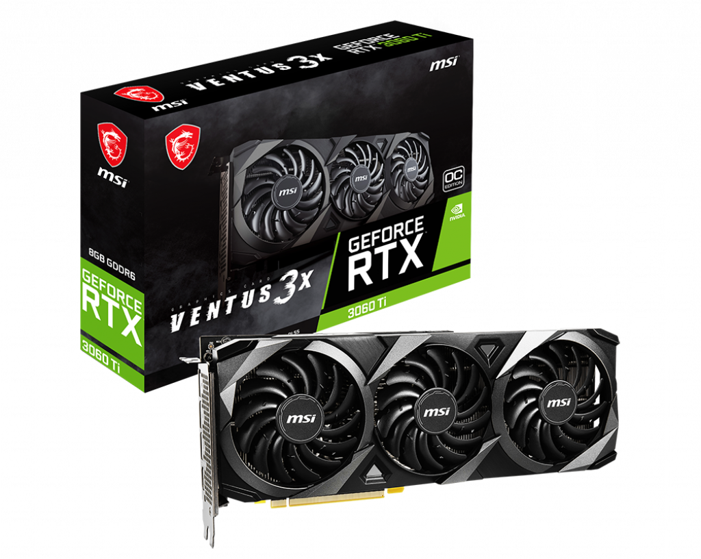 Купить MSI GeForce RTX 3060 TI VENTUS 3X 8G OC LHR - Grafikkarten - GF RTX 3060 Ti - 8 GB GDDR6 - PCIe 4.0 - HDMI, 3 x DisplayPort (V397-239R) в магазине wardena.ru