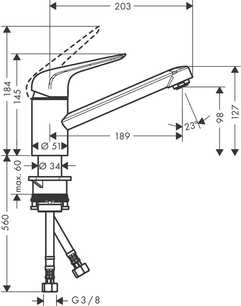 Купить Hansgrohe Focus M42 Кухонный смеситель однорычажный 100 1jet хром 71808000 в магазине wardena.ru