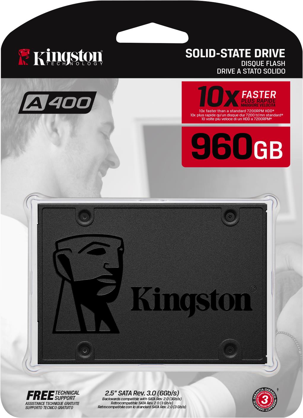 Купить Kingston SSDNow A400 - SSD - 960GB - intern - 2.5" (6,4 cm) - SATA 6Gb/s (SA400S37/960G) в магазине wardena.ru