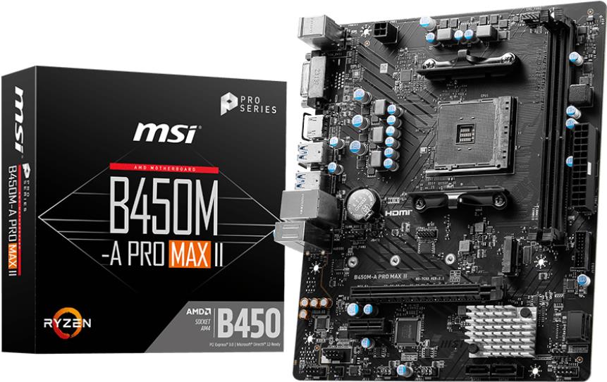 Купить MSI B450M-A PRO MAX II - Motherboard - micro ATX - Socket AM4 - AMD B450 Chipsatz - USB 3,2 Gen 1 - 2,5 Gigabit LAN - Onboard-Grafik (CPU erforderlich) - HD Audio (8-Kanal) (7C52-036R) в магазине wardena.ru
