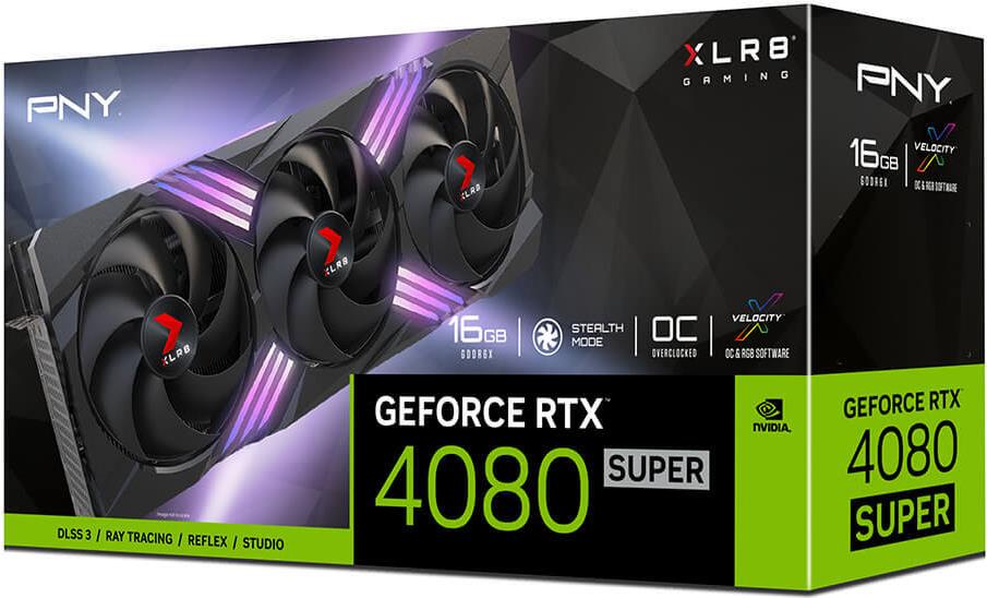 Купить PNY XLR8 GeForce RTX 4080 Super 16GB Gaming VERTO EPIC-X RGB Triple Fan - Grafikkarten - NVIDIA GeForce RTX 4080 SUPER - 16 GB GDDR6X - PCIe 4.0 x16 - HDMI, 3 x DisplayPort - Box (VCG4080S16TFXXPB1-O) в магазине wardena.ru
