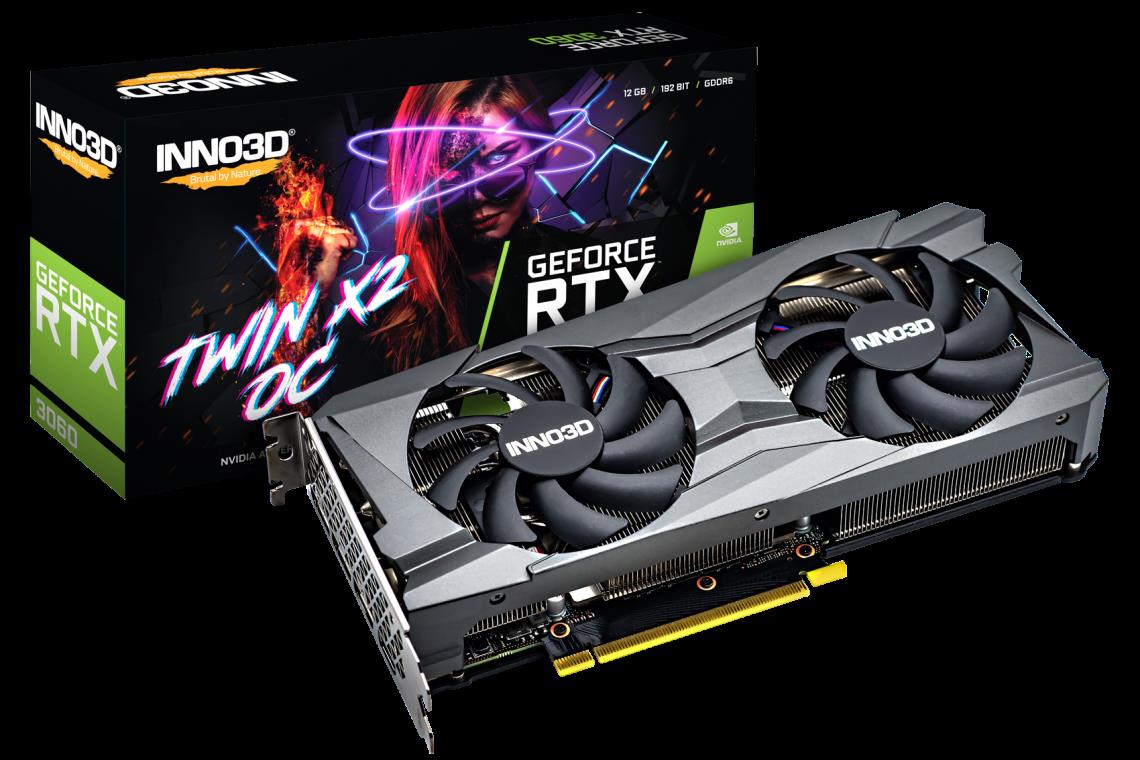 Купить InnoVISION Inno3D GeForce RTX 3060 TWIN X2 OC - Grafikkarten - GF RTX 3060 - 12GB GDDR6 - PCIe 4,0 x16 - HDMI, 3 x DisplayPort (N30602-12D6X-11902120H) в магазине wardena.ru