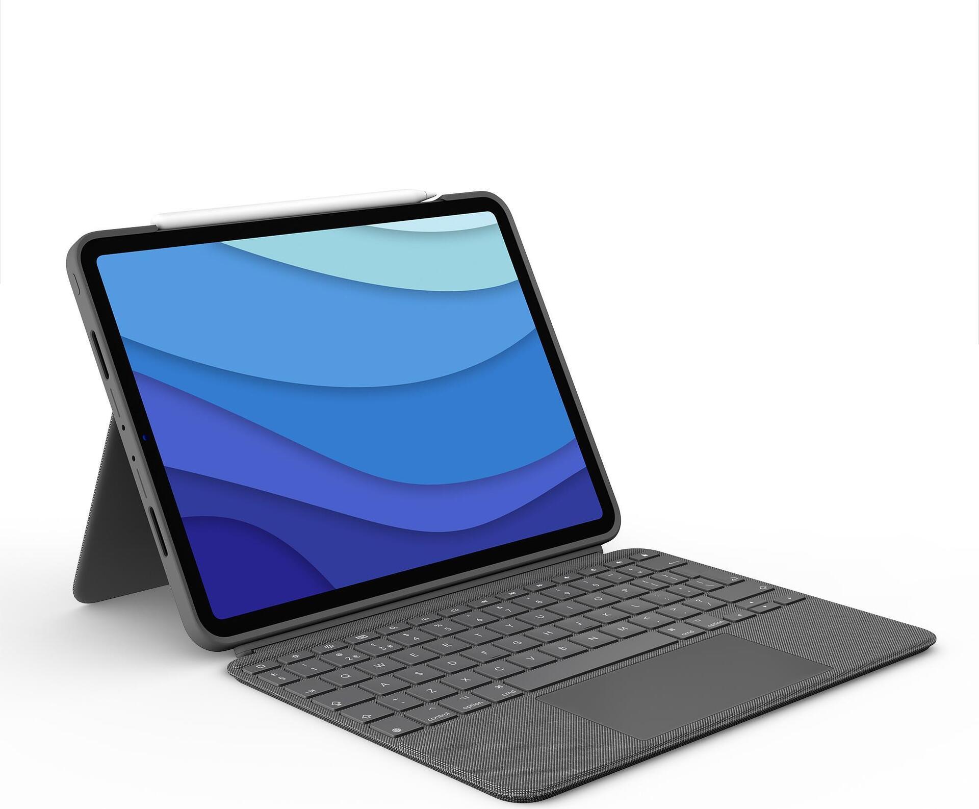 Купить Logitech Combo Touch - Tastatur und Foliohülle - mit Trackpad - hintergrundbeleuchtet - Apple Smart connector - QWERTZ - Schweiz - Oxford Gray - für Apple 27,90cm (11")  iPad Pro (1. Generation, 2. Generation, 3. Generat (920-010143) в магазине wardena.ru