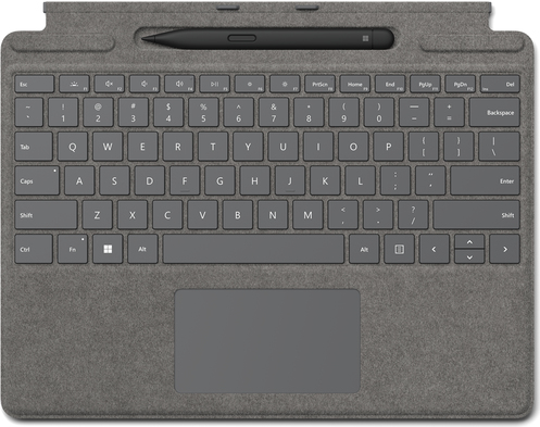 Купить Microsoft Surface Pro Signature Keyboard - Tastatur - mit Touchpad, Beschleunigungsmesser, Surface Slim Pen 2 Ablage- und Ladeschale - QWERTZ - Deutsch - Platin - kommerziell - mit Slim Pen 2 - für Surface Pro 8, Pro X (8X8-00065) в магазине wardena.ru