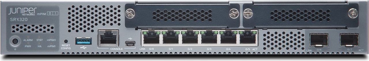 Купить Juniper Networks SRX320 Services Gateway - Sicherheitsgerät - 8 Anschlüsse - GigE, HDLC, Frame Relay, PPP, MLPPP, MLFR - Luftstrom von vorne nach hinten - Desktop в магазине wardena.ru