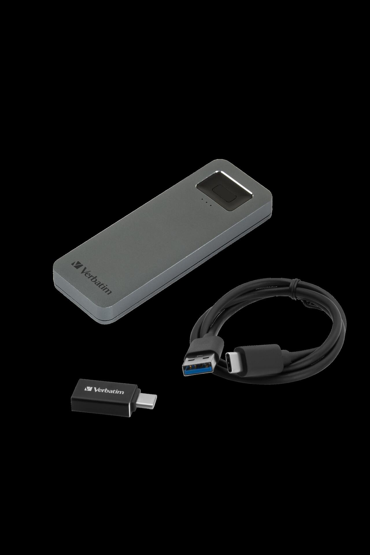 Купить Verbatim Executive Fingerprint Secure - SSD - verschlüsselt - 1TB - extern (tragbar) - USB 3,2 Gen 1 (USB-C Steckverbinder) - 256-Bit-AES (53657) в магазине wardena.ru