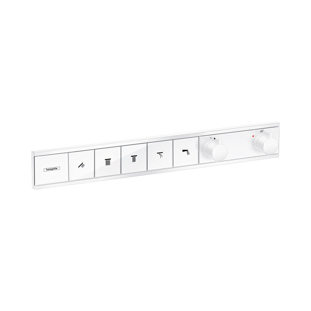 Купить Hansgrohe RainSelect Термостат для душа скрытого монтажа с 5 кнопками хром-белый матовый 15384700 в магазине wardena.ru