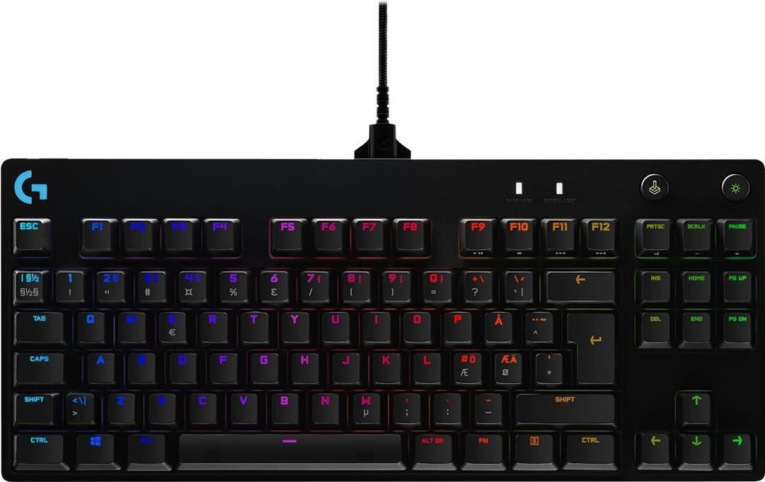 Купить Logitech Pro - Tastatur - Hintergrundbeleuchtung - USB - QWERTY - GB - Tastenschalter: GX Blue Clicky - Schwarz (920-009426) в магазине wardena.ru