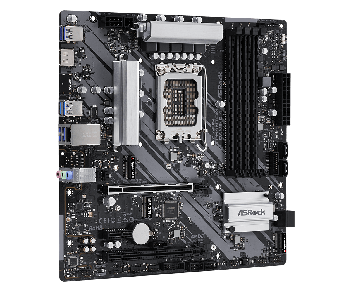 Купить ASRock Z690 Phantom Gaming 4 - Motherboard - ATX - LGA1700-Sockel - Z690 Chipsatz - USB-C Gen2, USB 3.2 Gen 1, USB 3.2 Gen 2, USB-C Gen 2x2 - Gigabit LAN - Onboard-Grafik (CPU erforderlich) - HD Audio (8-Kanal) (90-MXBHJ0-A0UAYZ) в магазине wardena.ru