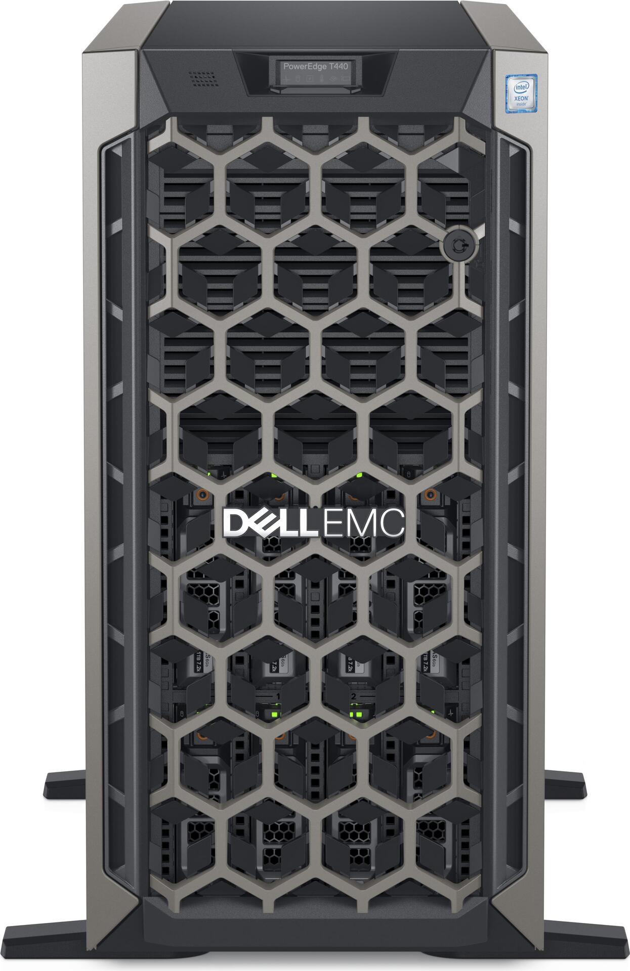Купить Dell PowerEdge T440 - Server - Tower - 5U - zweiweg - 1 x Xeon Silver 4210R / 2.4 GHz - RAM 16 GB - SAS - Hot-Swap 8.9 cm (3.5") Schacht/Schächte - SSD 480 GB - DVD-Writer - G200eW3 - GigE - kein Betriebssystem - Monitor (TN80Y) в магазине wardena.ru