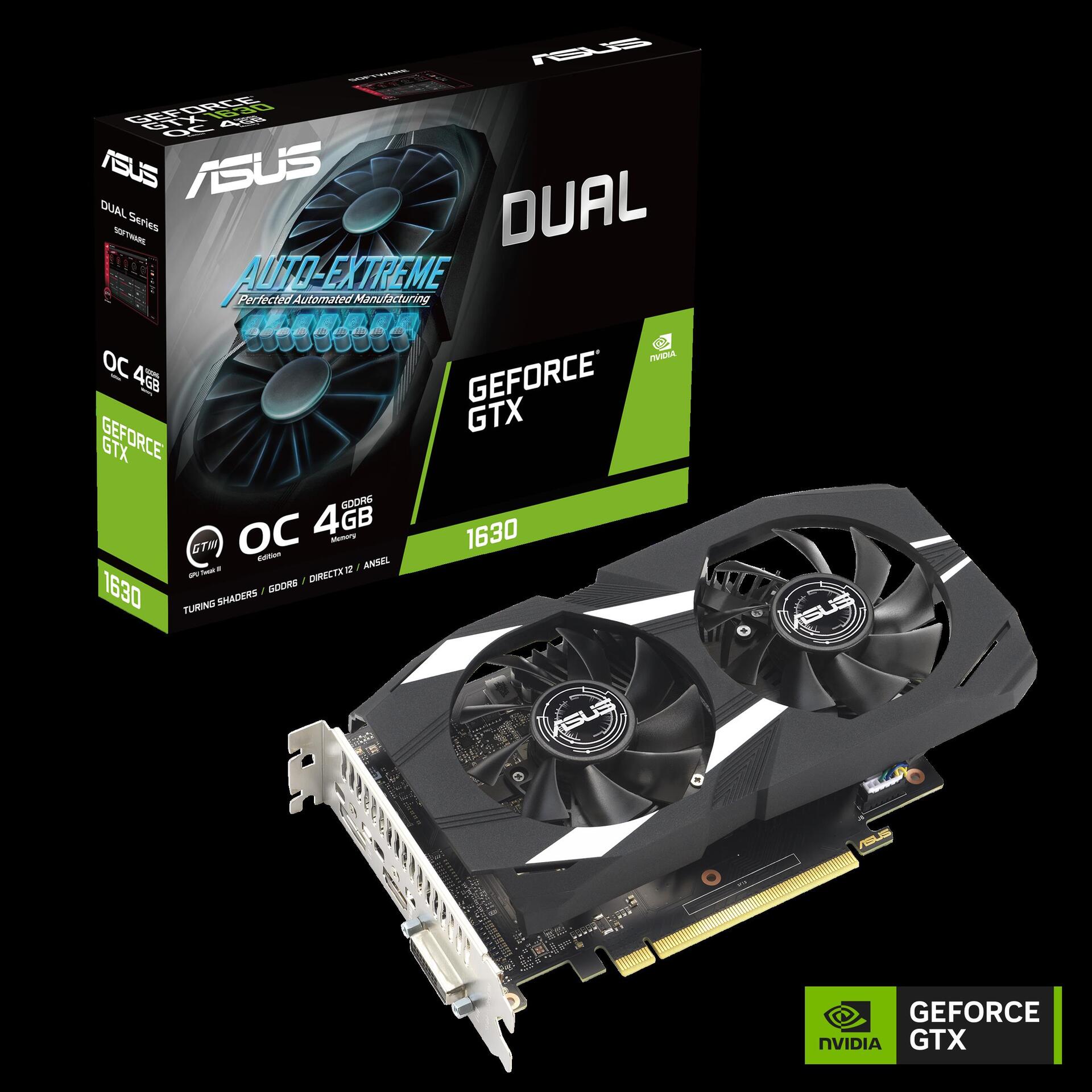 Купить ASUS Dual -GTX1630-O4G NVIDIA GeForce GTX 1630 4 GB GDDR6 (90YV0I54-M0NA00) в магазине wardena.ru