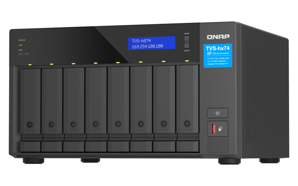 Купить QNAP TVS-h874 NAS Tower Eingebauter Ethernet-Anschluss Schwarz (TVS-H874-I7-32G) в магазине wardena.ru