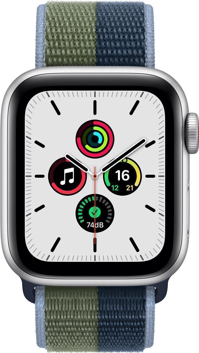 Купить Apple Watch SE (GPS + Cellular) - 40 mm - Aluminium, Silber - intelligente Uhr mit Sportschleife - gewebtes Nylon - Abyss Blue/Moss Green - Handgelenkgröße: 130-200 mm - 32 GB - Wi-Fi, Bluetooth - 4G - 30.68 g (MKQW3FD/A) в магазине wardena.ru