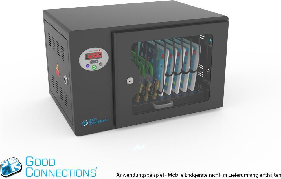 Купить Good Connections - Schrankeinheit (sync, charge and UV clean) - für 10 Tablet-PCs / Mobiltelefone - verriegelbar - Aluminium, Stahl, Acryl - Schwarz - Schreibtisch - Ausgang: 5 V (PCT01-A10S) в магазине wardena.ru