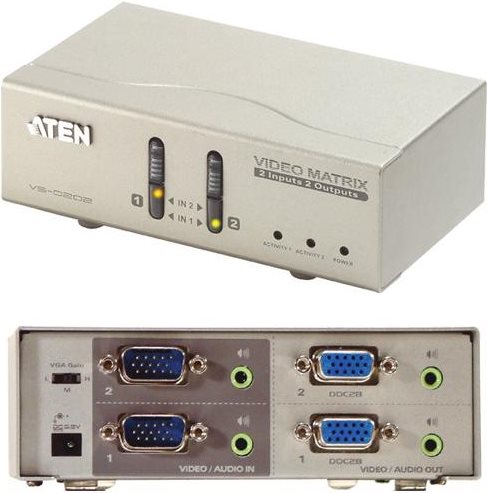Купить ATEN Video Matrix Switch VS-0202 2x2 - Video/Audio-Schalter - Desktop (VS0202) в магазине wardena.ru