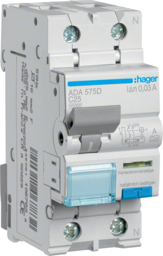 Купить Hager FI/LS-Schalter 1P+N 10kA C-25A 30mA ADA575D (ADA575D) в магазине wardena.ru