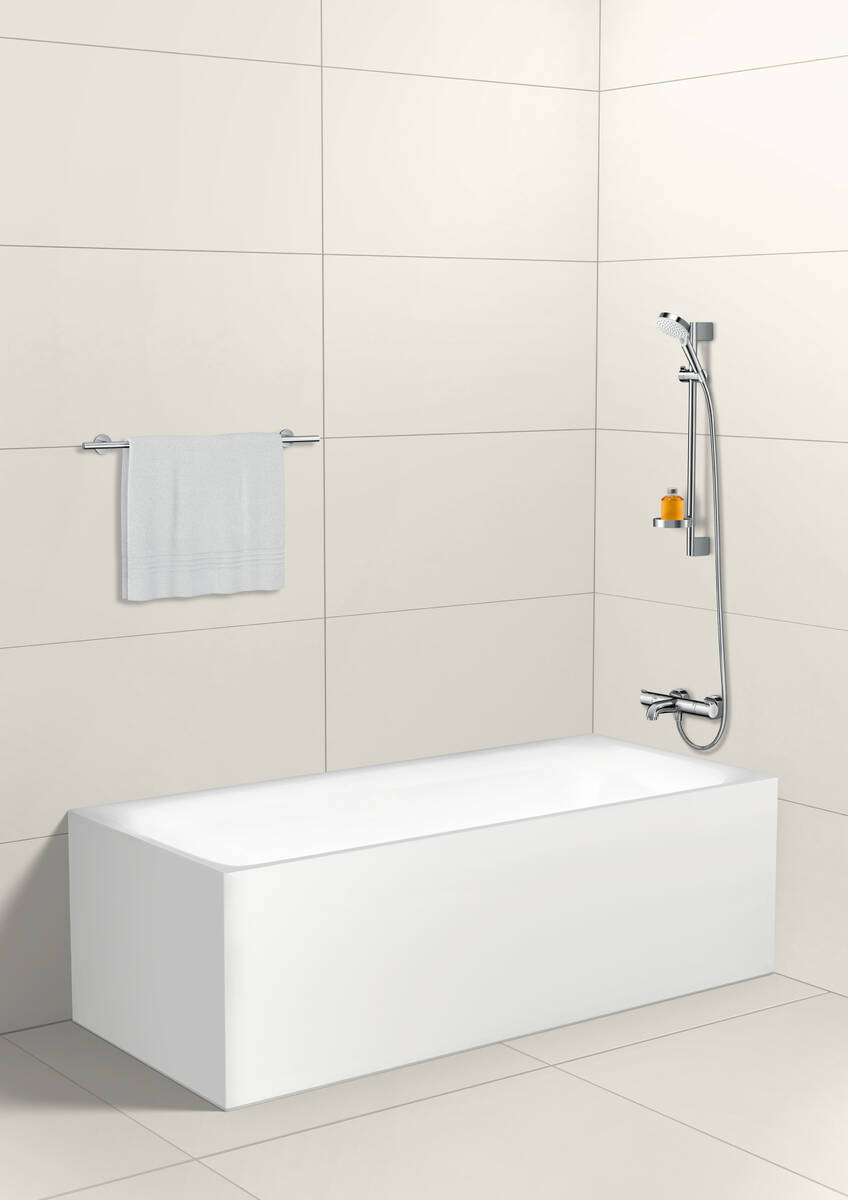 Купить Hansgrohe Crometta Vario душевой гарнитур 65 см с мыльницей хром-белый матовый 26553400 в магазине wardena.ru