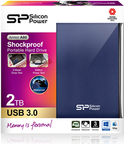 Купить SILICON POWER Armor A80 - Festplatte - 2 TB - extern (tragbar) - 2.5" (6.4 cm) - USB 3.0 - Blau (SP020TBPHDA80S3B) в магазине wardena.ru