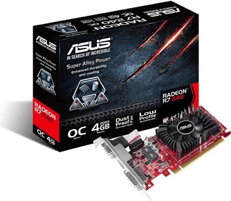 Купить ASUS RADEON R7240-OC-4GD3-L PCI-E3 PCI-E3, 4GB DDR3 820MHz, 75W, DVI, HDMI, VGA (90YV04T2-M0NA00) в магазине wardena.ru