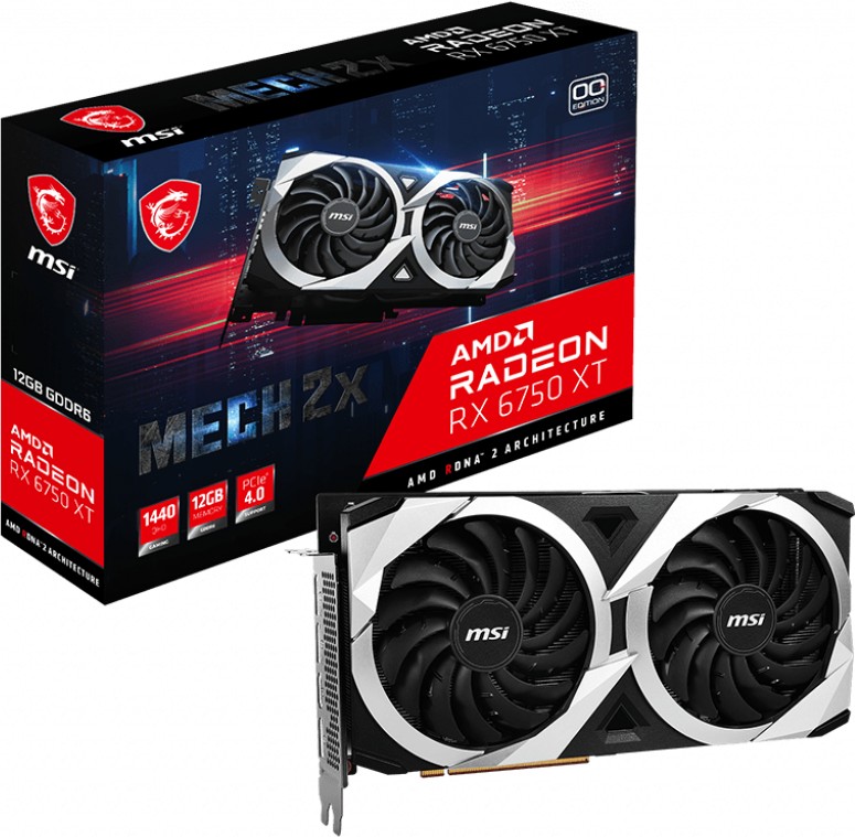 Купить MSI Radeon RX 6750 XT Mech 2X 12G OC, 12GB GDDR6, HDMI, 3x DP (V399-004R) в магазине wardena.ru