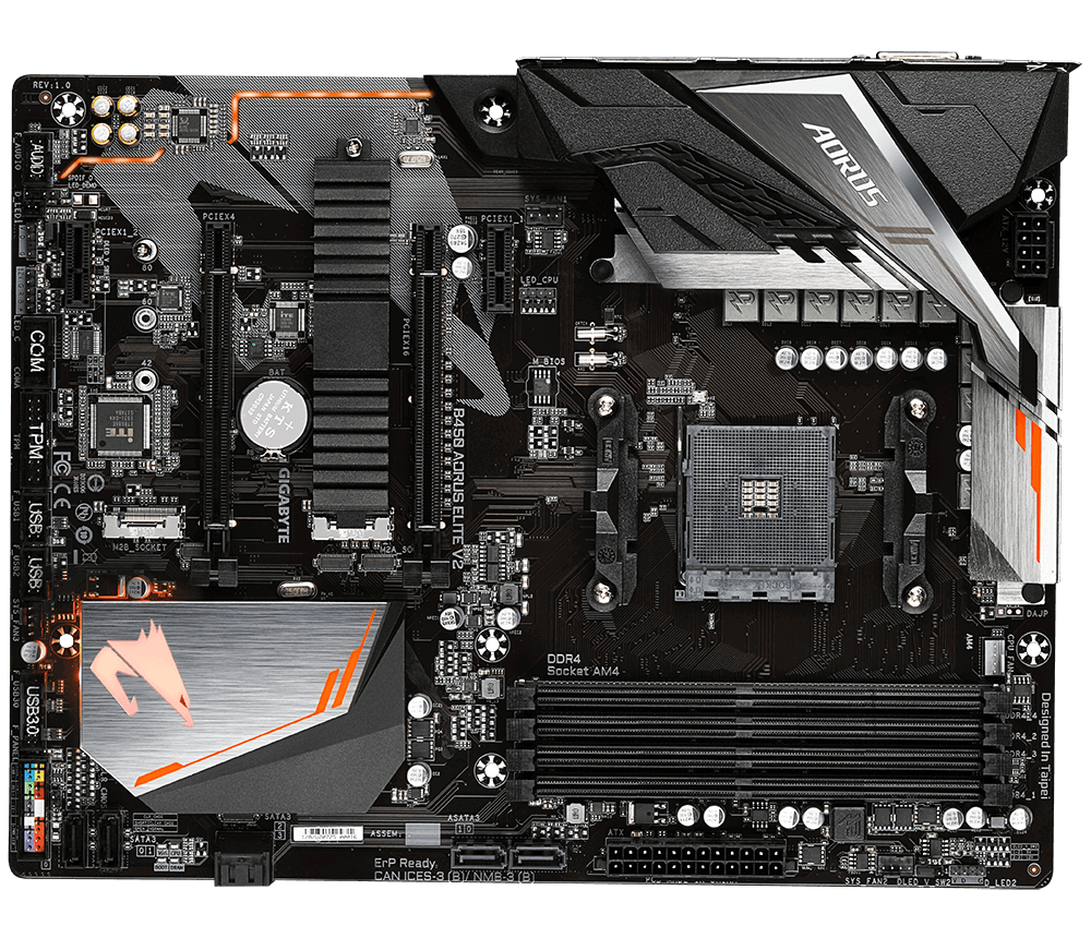 Купить Gigabyte B450 AORUS Elite V2 - 1,0 - Motherboard - ATX - Socket AM4 - AMD B450 - USB 3,1 Gen 1 - Gigabit LAN - Onboard-Grafik (CPU erforderlich) - HD Audio (8-Kanal) (B450 AORUS ELITE V2) в магазине wardena.ru