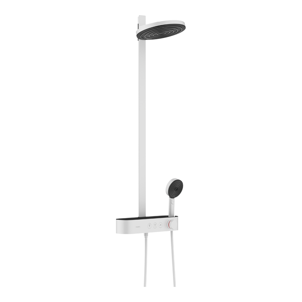 Купить Hansgrohe Pulsify S Showerpipe Душевая система 260 2jet EcoSmart с термостатом ShowerTablet Select 400 белый матовый 24241700 в магазине wardena.ru