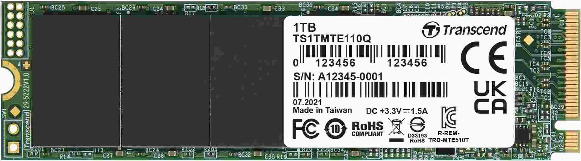 Купить Transcend 110Q - SSD - 1 TB - intern - M.2 2280 (doppelseitig) - PCI Express 3.0 x4 (NVMe) (TS1TMTE110Q) в магазине wardena.ru