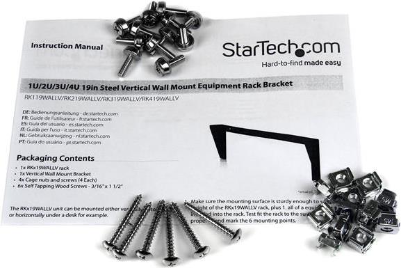 Купить StarTech.com - Wandbefestigung - Schwarz - 4U - 48,3 cm (19") (RK419WALLV) в магазине wardena.ru
