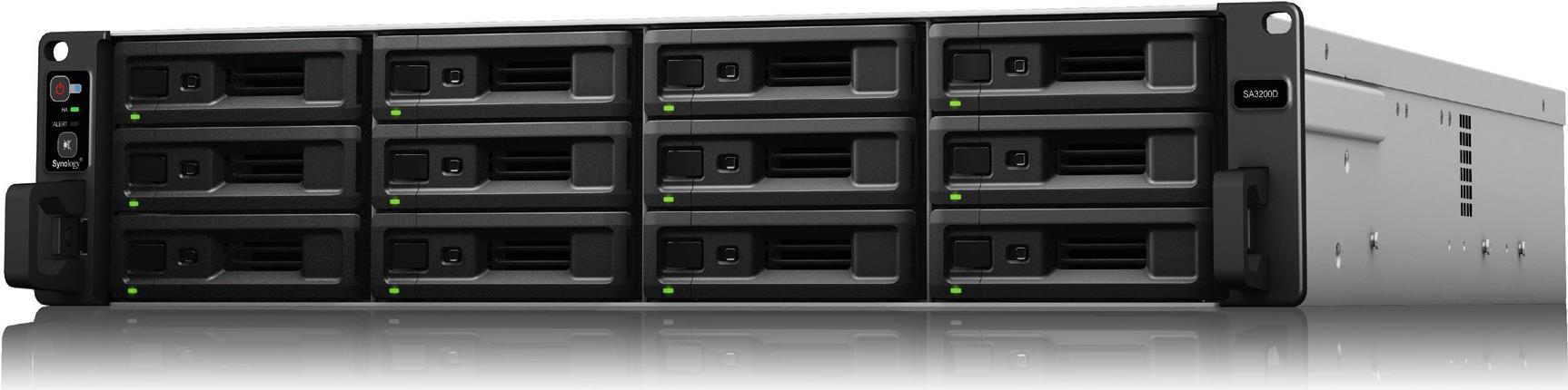 Купить Synology SA3200D - NAS-Server - 12 Schächte - Rack - einbaufähig - RAID 0, 1, 5, 6, 10, JBOD, RAID F1 - RAM 16 GB - Gigabit Ethernet / 10 Gigabit Ethernet - iSCSI - 2U в магазине wardena.ru