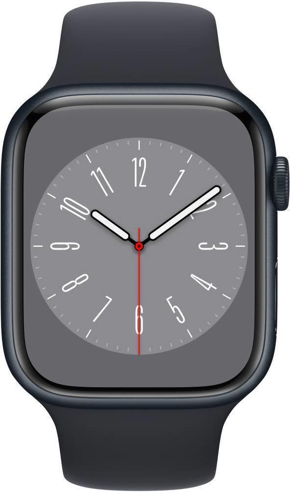 Купить Apple Watch Series 8 (GPS) - 45 mm - Midnight Aluminium - intelligente Uhr mit Sportband - Flouroelastomer - Midnight - Bandgröße: regelmäßig - 32GB - Wi-Fi, Bluetooth - 38,8 g (MNP13FD/A) в магазине wardena.ru