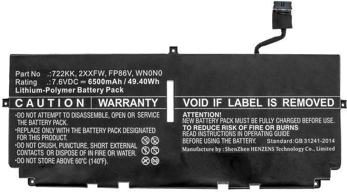 Купить CoreParts Laptop Battery 49.40Wh Li-Polymer 7.6V 6500mAh - Batterie - 6.500 mAh (FP86V-CP) в магазине wardena.ru