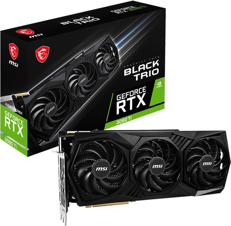 Купить MSI GeForce RTX 3090 Ti BLACK TRIO 24G - Grafikkarten - GF RTX 3090 Ti - 24GB GDDR6X - PCIe 4,0 - HDMI, 3 x DisplayPort (V509-023R) в магазине wardena.ru