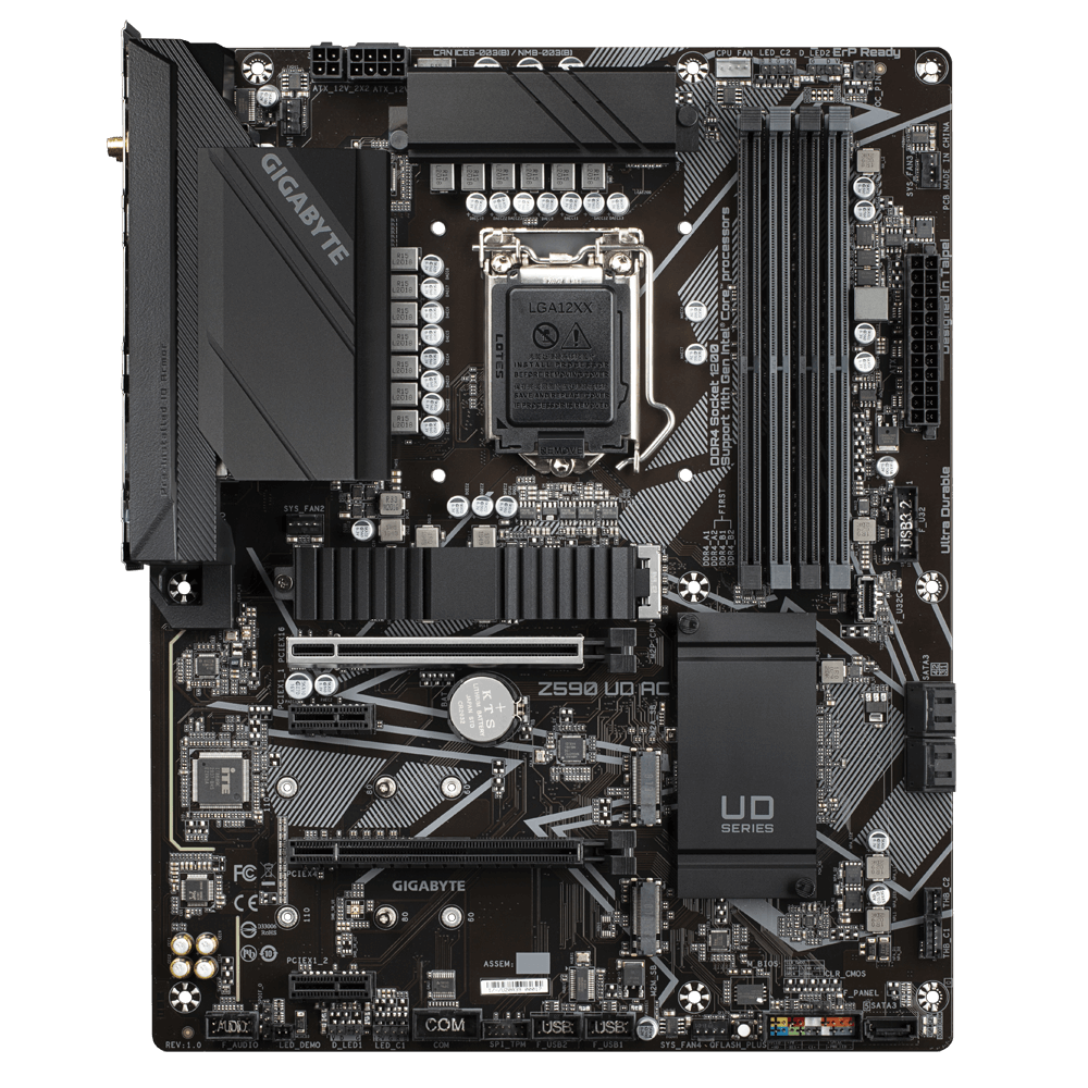 Купить Gigabyte Z590 UD AC - Intel - LGA 1200 - Intel® Celeron® - Intel® Core™ i3 - Intel Core i5 - Intel Core i7 - Intel Core i9 - Intel® Pentium® - DDR4-SDRAM - DIMM - 2933,3000,3200 MHz (Z590 UD AC) в магазине wardena.ru