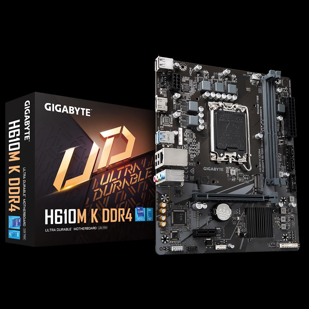 Купить Gigabyte H610M K DDR4 1.0 - Intel - LGA 1700 - Intel® Celeron® - Intel® Core™ i3 - Intel® Core™ i7 - Intel® Core™ i9 - Intel® Pentium® Gold - DDR4-SDRAM - 64 GB - DIMM (H610M K DDR4) в магазине wardena.ru