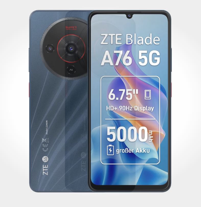 Купить ZTE Blade A76 128 GB 5G Smartphone 17,1 cm (6.75 Zoll) Android 50 MP Einzelne Kamera Kamera Dual Sim WiFi 5 (Stardust Black) [Energieklasse B] (123452601009) в магазине wardena.ru
