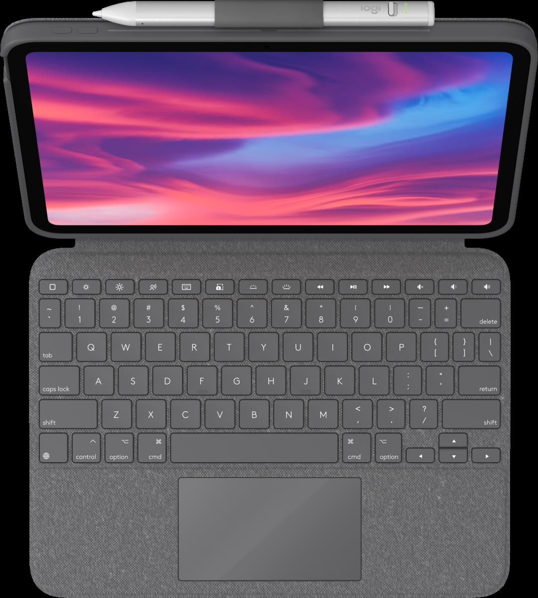 Купить Logitech Combo Touch - Tastatur und Foliohülle - mit Trackpad - hintergrundbeleuchtet - Apple Smart connector - QWERTZ - Deutsch - Oxford Gray (920-011435) в магазине wardena.ru