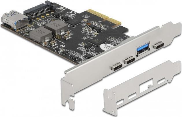 Купить Delock - USB-Adapter - PCIe 3.0 x4 Low-Profile - USB-C 3,2 Gen 2 x 3 + USB 3,2 Gen 2 x 1 + USB 3,2 Gen 2 (intern) x 1 (90060) в магазине wardena.ru