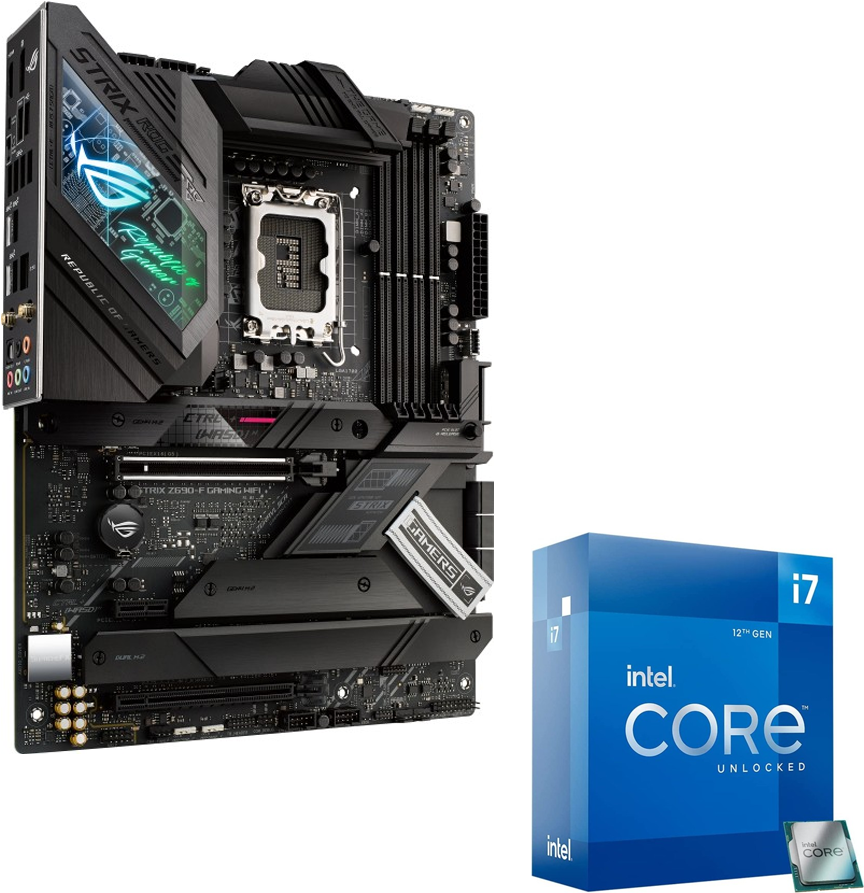 Купить ASUS ROG STRIX Z690-F GAMING WIFI Mainboard + Intel Core i7-12700K CPU (12700K_90MB18M0-M0EAY0) в магазине wardena.ru