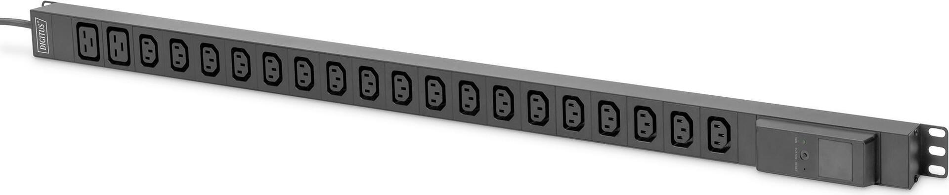 Купить DIGITUS - Stromverteilungseinheit (Rack - einbaufähig) - Wechselstrom 250 V - 4000 Watt - 1-phasig - Eingabe, Eingang DIN 49441 - Ausgangsanschlüsse: 20 (18 x IEC 60320 C13, 2 x IEC 60320 C19) - 48.3 cm (19") - 3 m Schnu (DN-95622) в магазине wardena.ru