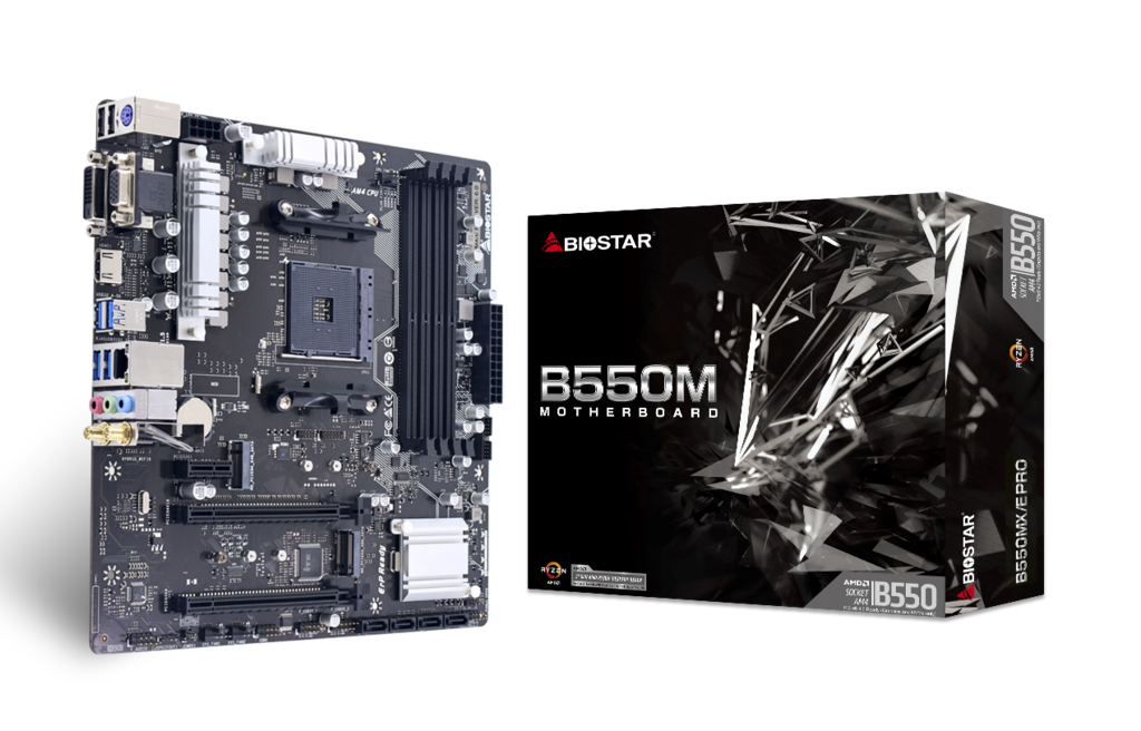 Купить Biostar B550MX/E PRO - Motherboard - micro ATX - Socket AM4 - AMD B550 Chipsatz - USB 3,2 Gen 1 - Gigabit LAN - Onboard-Grafik (CPU erforderlich) - HD Audio (8-Kanal) (B550MX/E PRO) в магазине wardena.ru