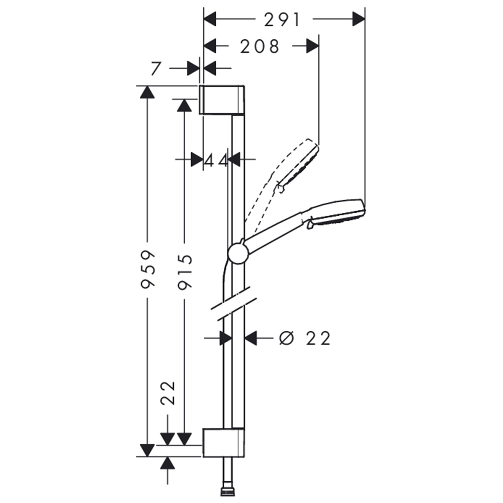 Купить Hansgrohe Crometta 100 Vario 90см душевой гарнитур хром-белый матовый 26657400 в магазине wardena.ru